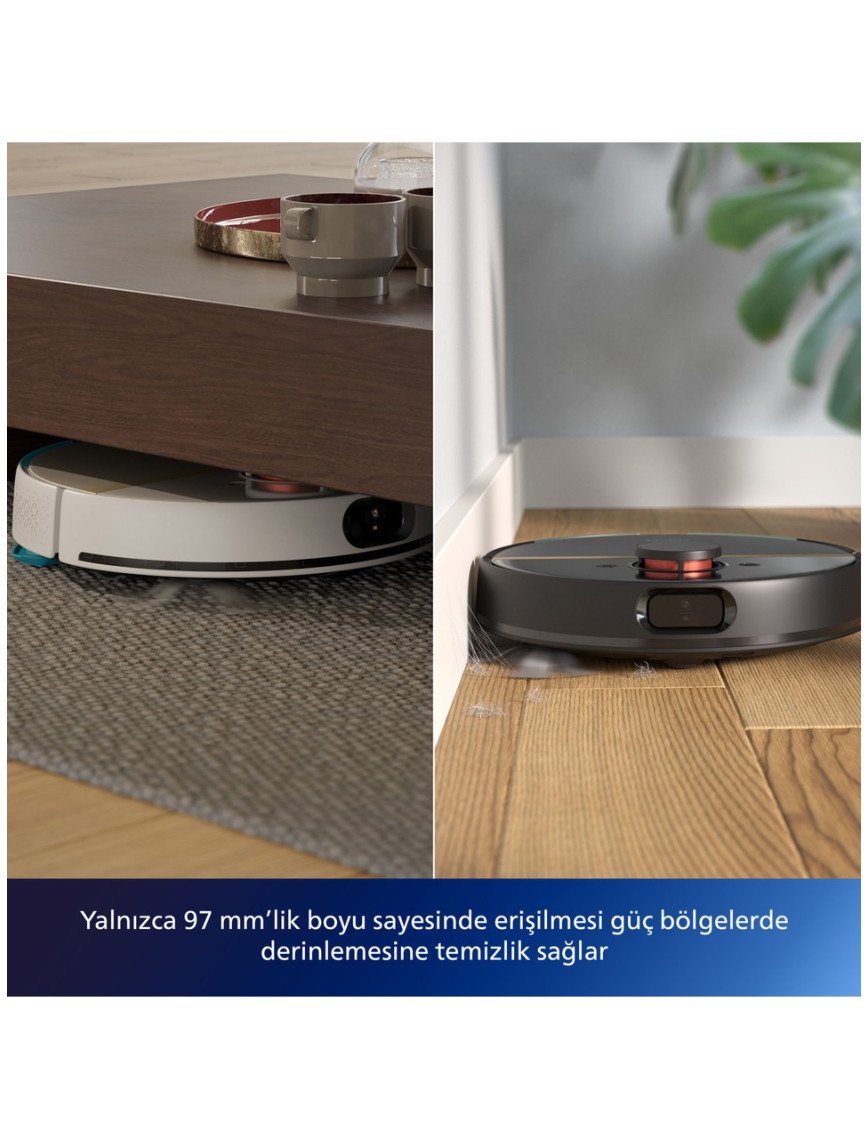 Philips XU7000/02 7000 Serisi HomeRun Aqua Islak Kuru Robot Süpürge, Sarj İstasyonlu, İpek Beyaz ve Altın Sarısı,